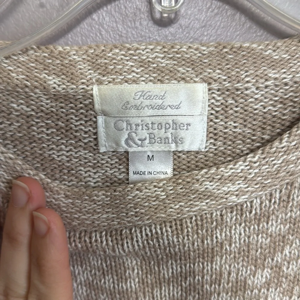 Vintage Y2K Christopher & Banks Cat Embroidered Knit Crewneck Sweater Medium - Picture 7 of 8